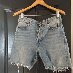 Levi's Blue Jean Shorts with Distressed Hem